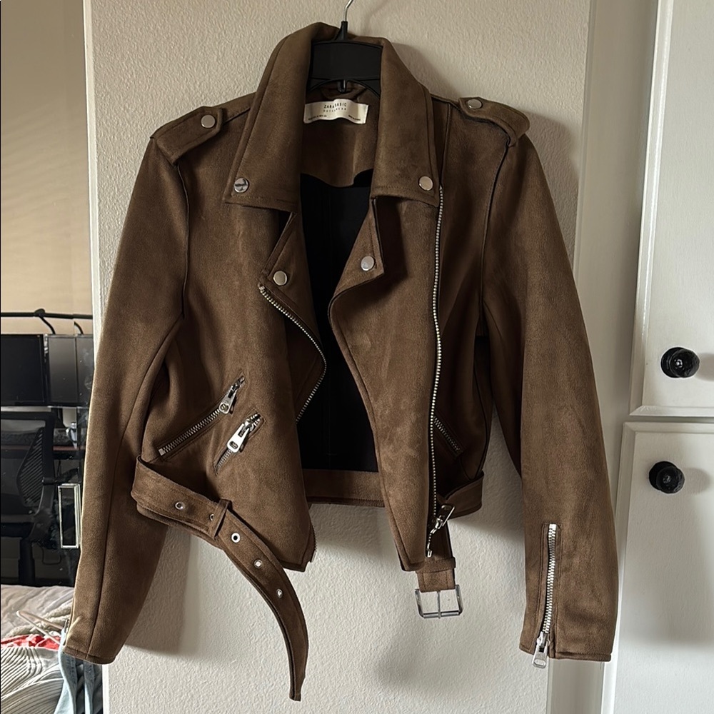 Brown Suede-like Women's Jacket